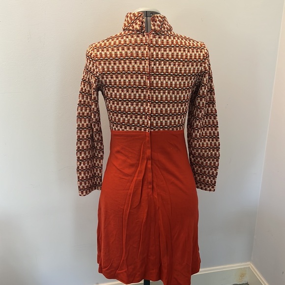 Vintage 1960s fall turtleneck handmade dress small - Picture 4 of 8